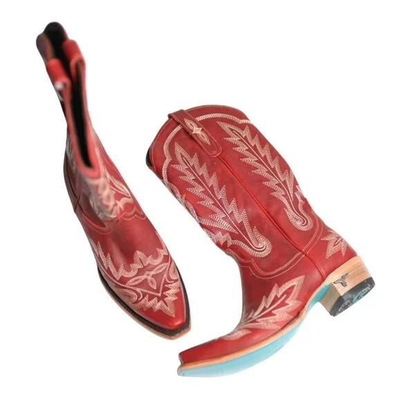 LANE Lexington Western Boots Snip Toe in Ruby Red - Picture 2 of 13